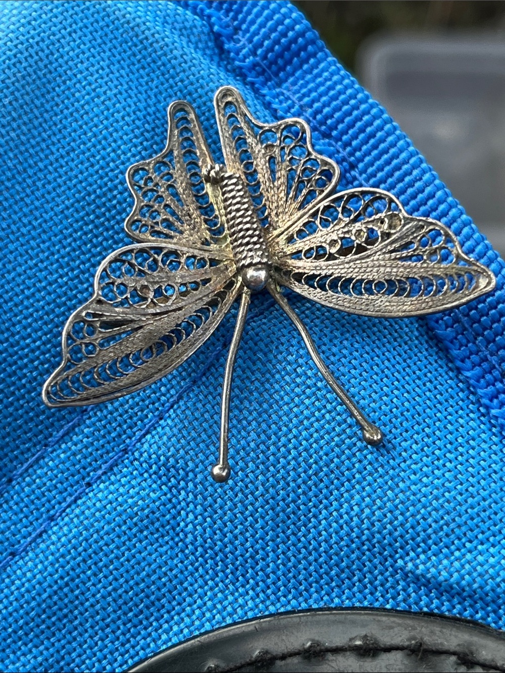 Delicate Silver-Tone Filigree Butterfly Brooch